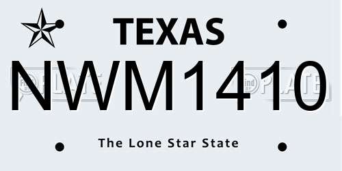 NWM1410 Texas License Plate