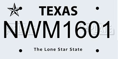 NWM1601 Texas License Plate