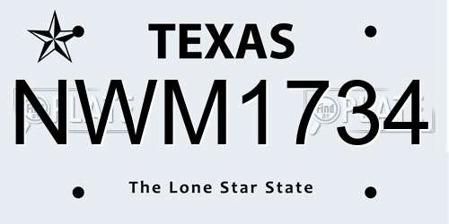 NWM1734 Texas License Plate