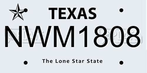 NWM1808 Texas License Plate