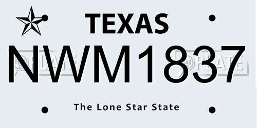 NWM1837 Texas License Plate
