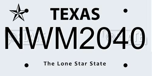 NWM2040 Texas License Plate