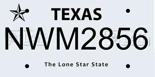 NWM2856 Texas License Plate