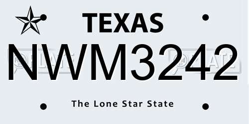 NWM3242 Texas License Plate