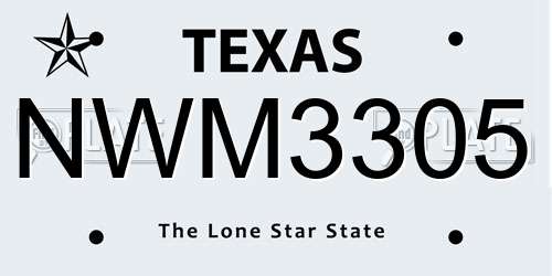 NWM3305 Texas License Plate