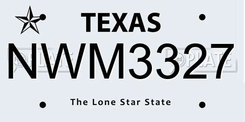 NWM3327 Texas License Plate