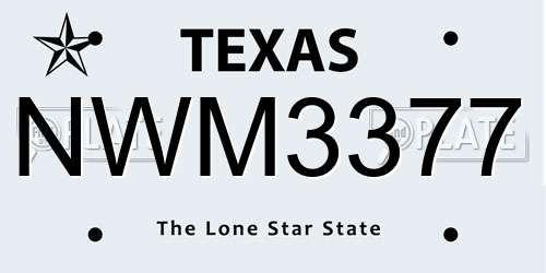NWM3377 Texas License Plate