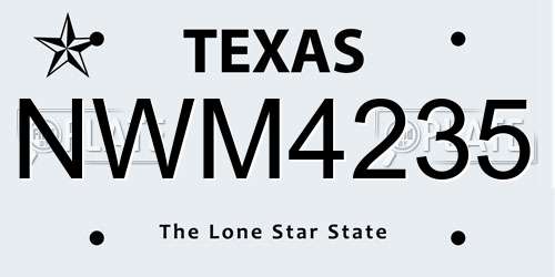 NWM4235 Texas License Plate