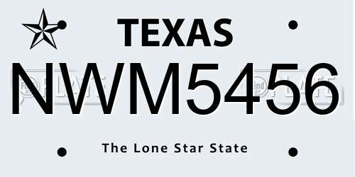 NWM5456 Texas License Plate