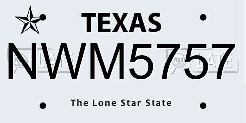 NWM5757 Texas License Plate