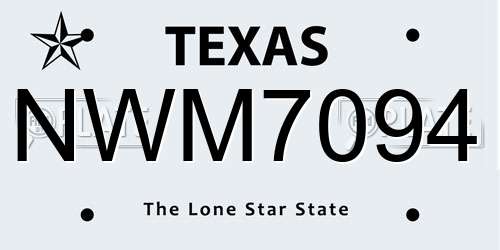 NWM7094 Texas License Plate