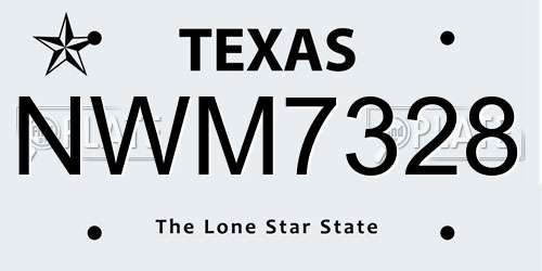 NWM7328 Texas License Plate