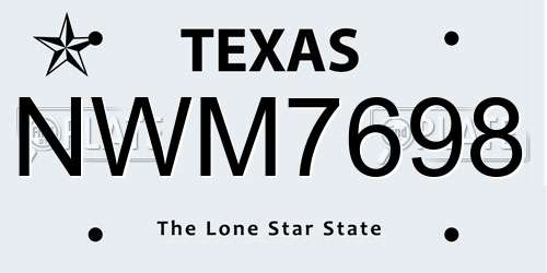 NWM7698 Texas License Plate