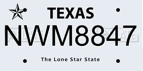 NWM8847 Texas License Plate