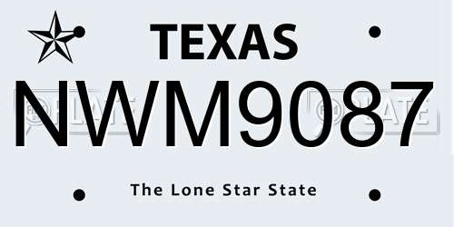 NWM9087 Texas License Plate