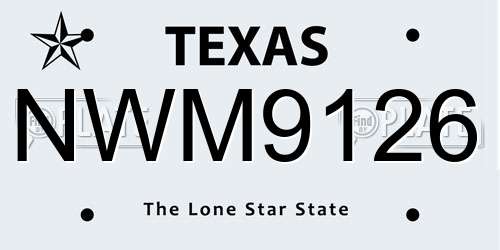 NWM9126 Texas License Plate