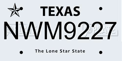 NWM9227 Texas License Plate
