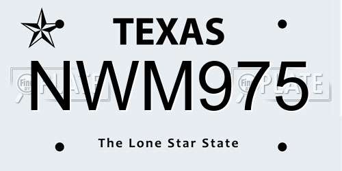 NWM975 Texas License Plate