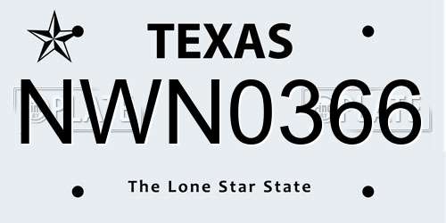 NWN0366 Texas License Plate