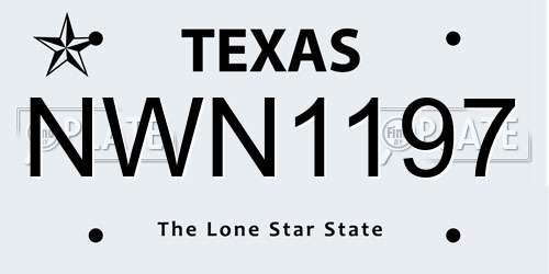 NWN1197 Texas License Plate