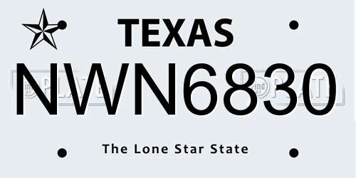NWN6830 Texas License Plate