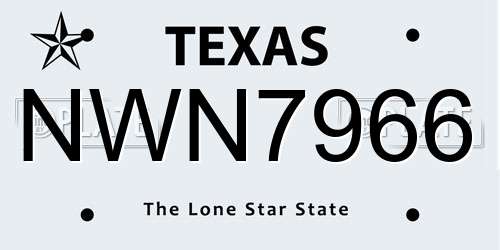 NWN7966 Texas License Plate