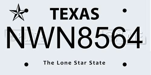 NWN8564 Texas License Plate