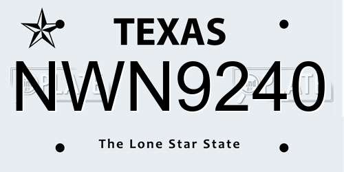 NWN9240 Texas License Plate