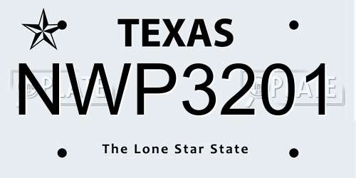 NWP3201 Texas License Plate