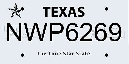 NWP6269 Texas License Plate