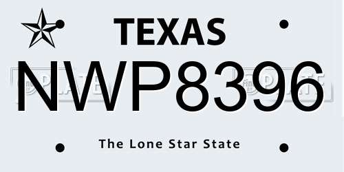 NWP8396 Texas License Plate