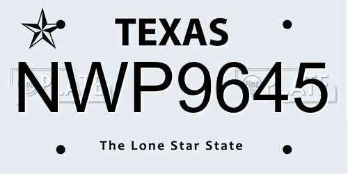 NWP9645 Texas License Plate