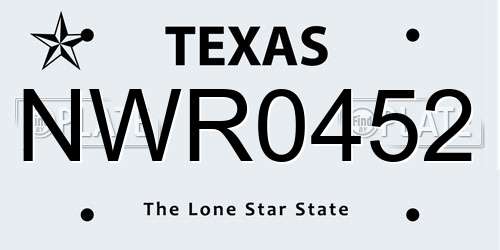 NWR0452 Texas License Plate
