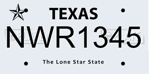 NWR1345 Texas License Plate