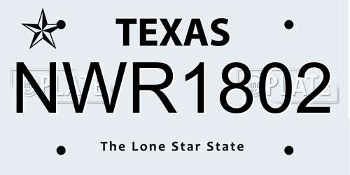 NWR1802 Texas License Plate