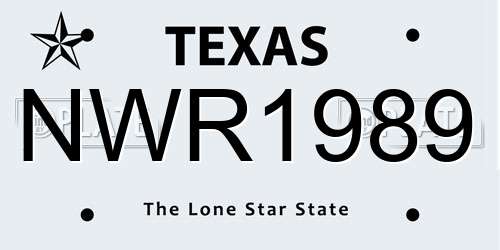 NWR1989 Texas License Plate