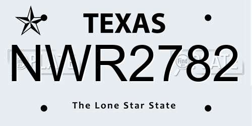 NWR2782 Texas License Plate