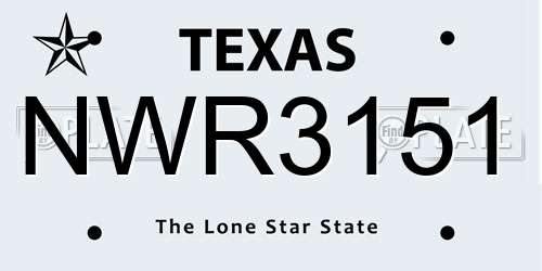 NWR3151 Texas License Plate