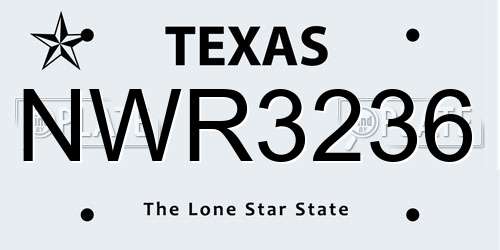 NWR3236 Texas License Plate