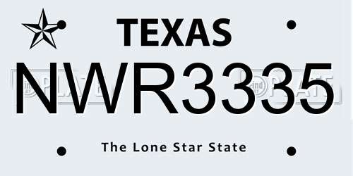 NWR3335 Texas License Plate