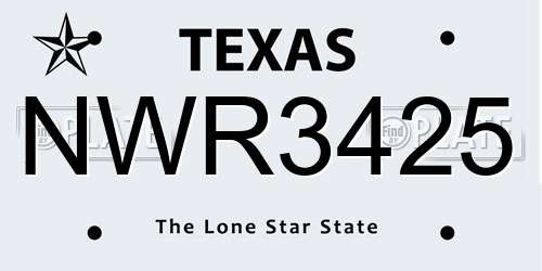 NWR3425 Texas License Plate