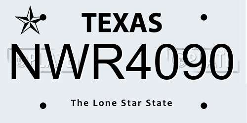 NWR4090 Texas License Plate