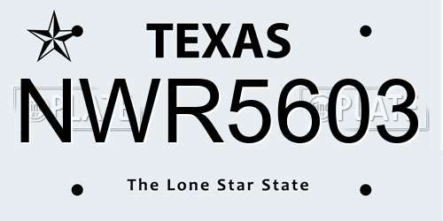 NWR5603 Texas License Plate