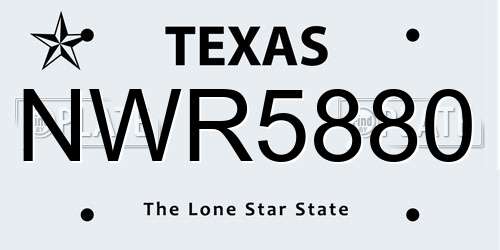 NWR5880 Texas License Plate