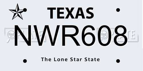 NWR608 Texas License Plate