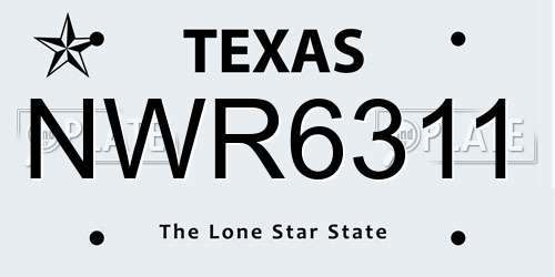 NWR6311 Texas License Plate
