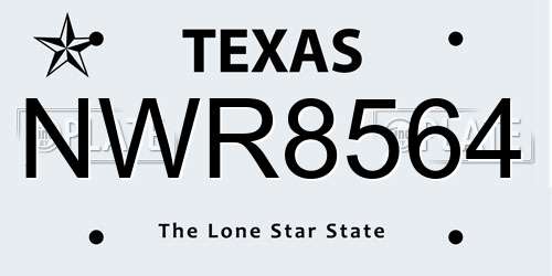 NWR8564 Texas License Plate