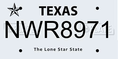 NWR8971 Texas License Plate