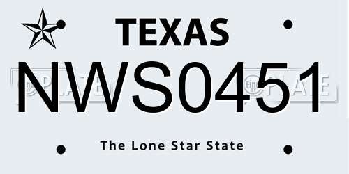NWS0451 Texas License Plate