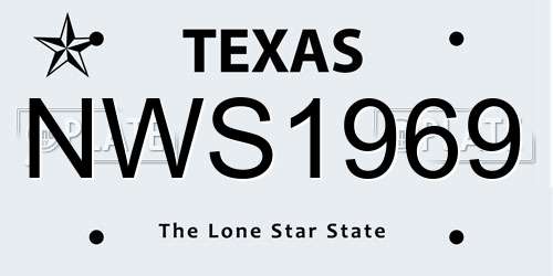 NWS1969 Texas License Plate